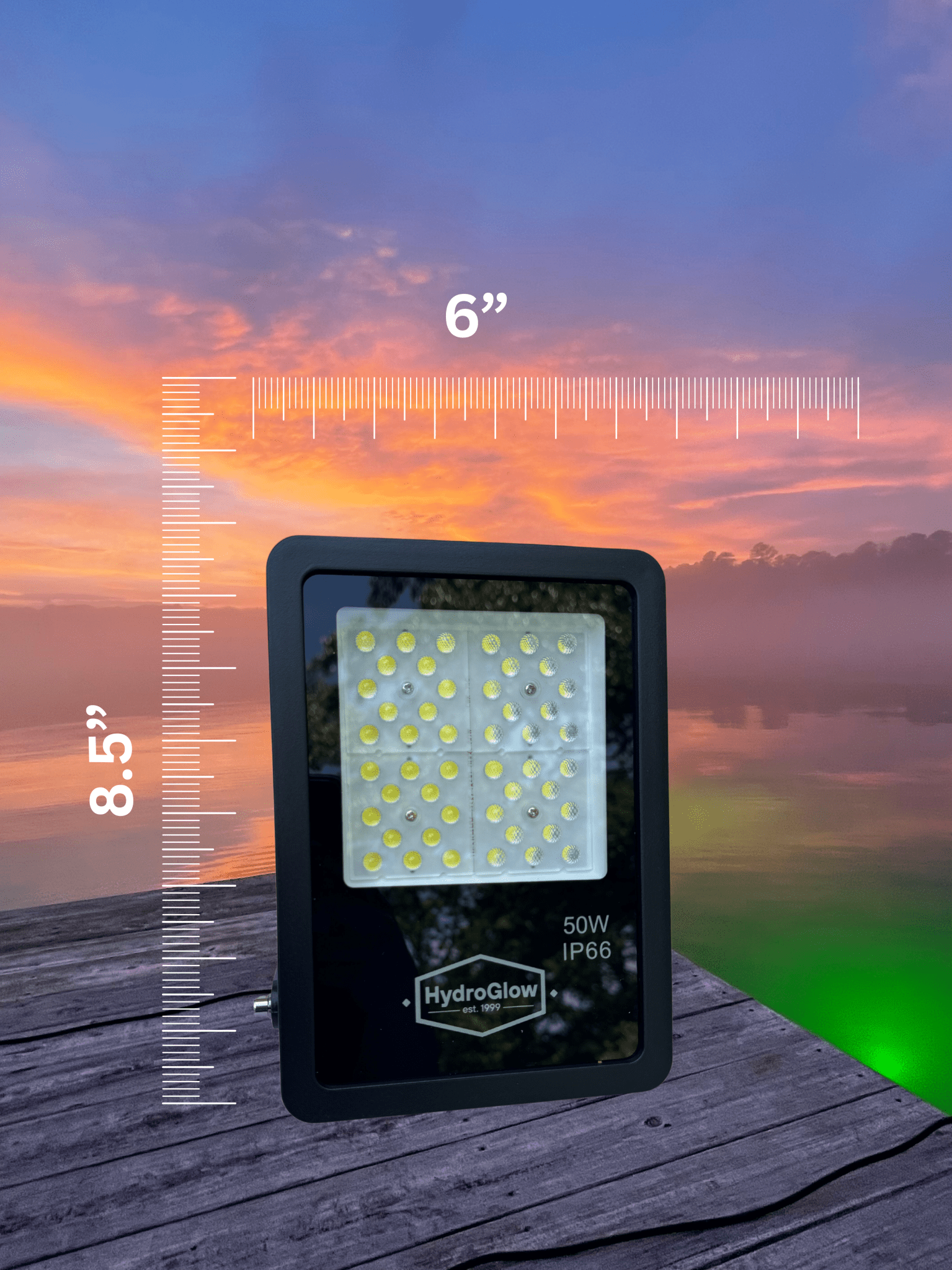 FL50W Above - Water LED Floodlight - White - Hydroglow Marine Lights