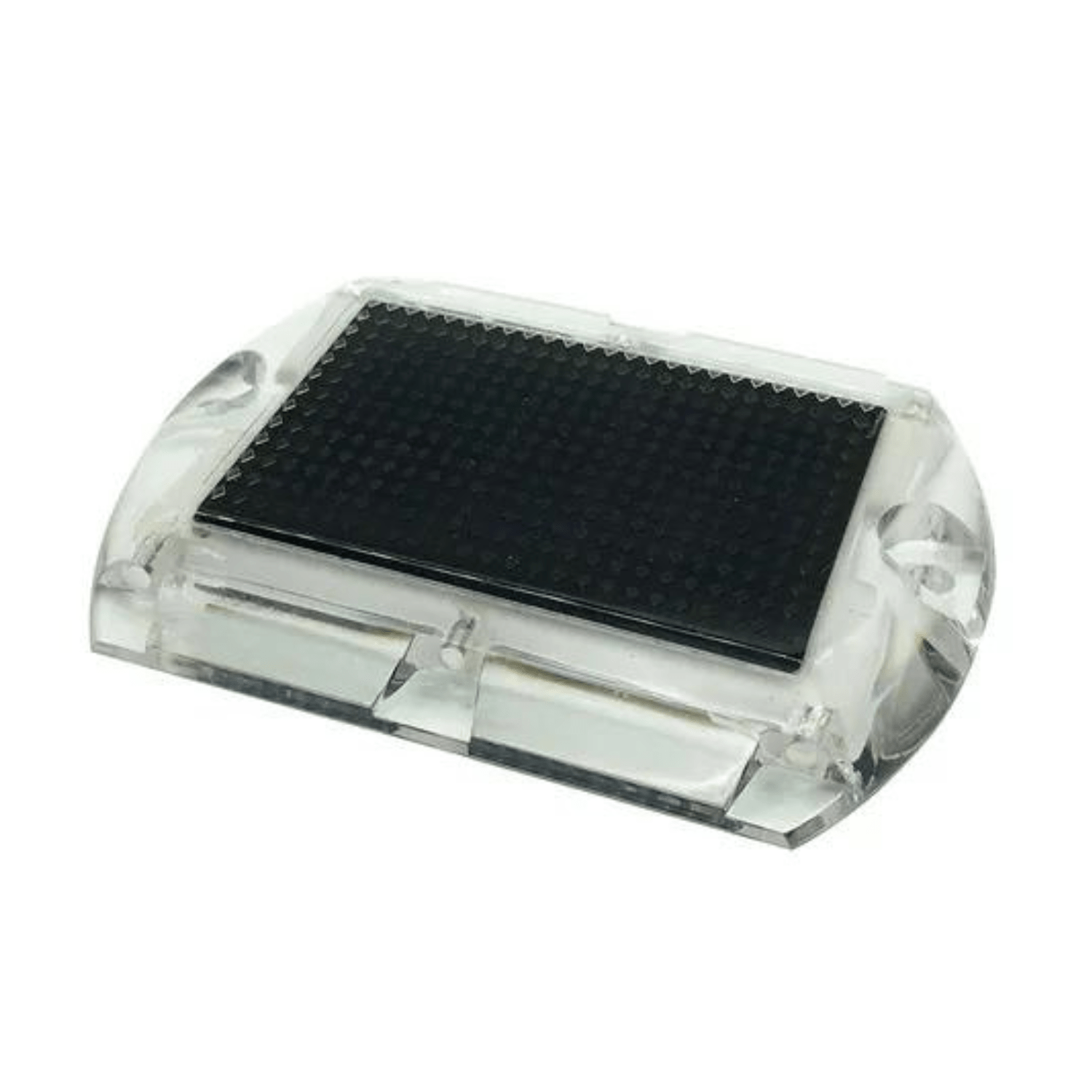 Low‑profile solar dock light marking the edge of a pier at night